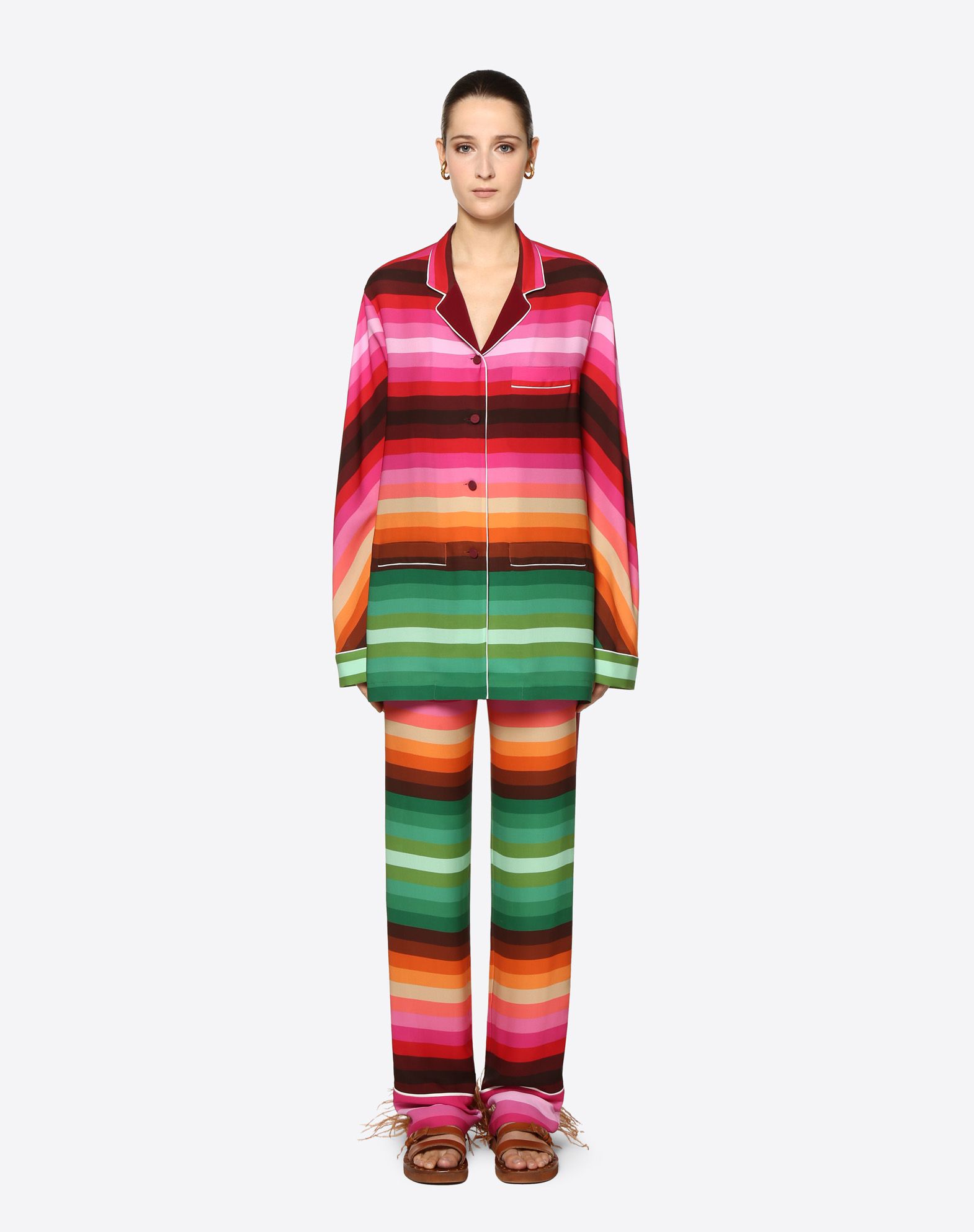 Valentino crepe de chine pajama style pant suit