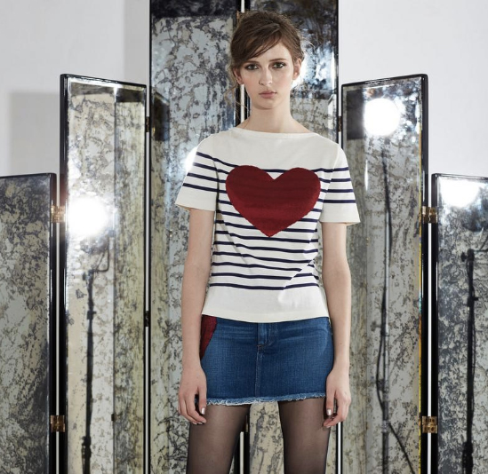 Marc by Marc Jacobs Breton Sequin Heart T-Shirt