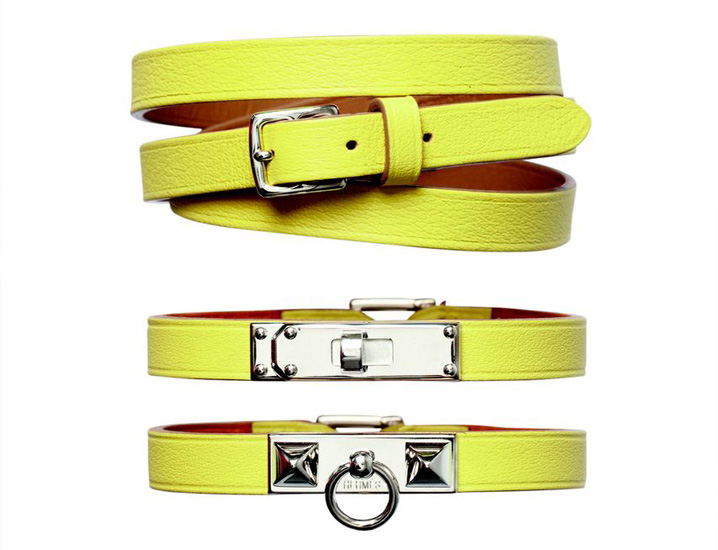 Hermes, leather, bracelet, yellow