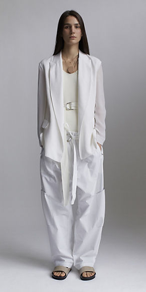 celine, silk georgette jacket, viscose rib top, taffetas trousers, miami boat show