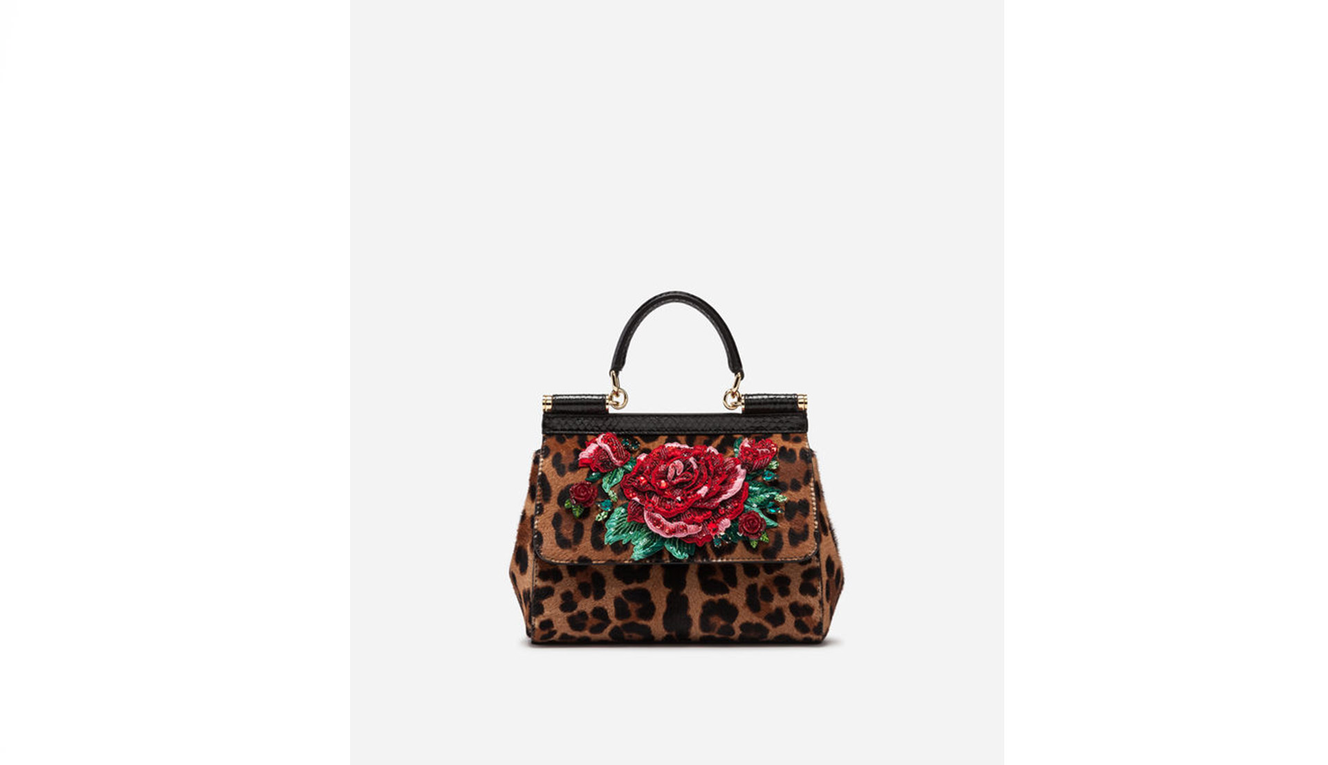 Dolce & Gabbana Borso Sicily Media in Pony Leo Ricamata Bag