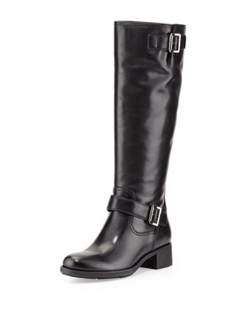 Prada Linea Rossa’s Leather Moto Knee Boot