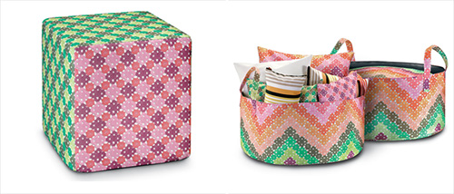 missonihome, macroroche onemo pouf cube, summer, pattern, ottoman