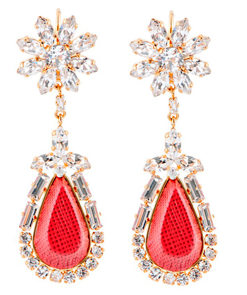 prada, earrings, red, jewelry 